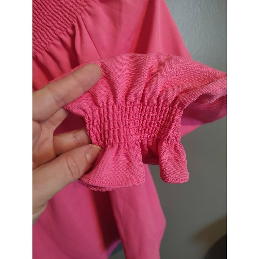 Tuckernuck Women's Size XS Pink Ruffled Hem Long Sleeve Blouse Top - Picture 2 of 5